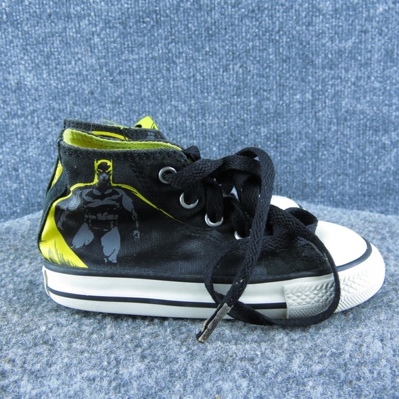 Converse Boys Sneaker Shoes Black Synthetic Lace Up Size T 7 Medium - Picture 3 of 8